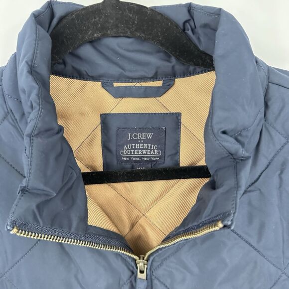 J. CREW Authentic Outerwear Men's Zip Up Quilted Vest XXL Blue Tan #742 - Picture 7 of 7